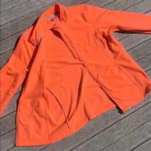 Zip up fleece- Neon orange with a pink to it